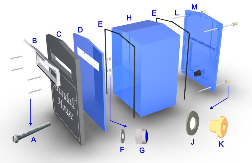 Exploded view of Thames mailbox