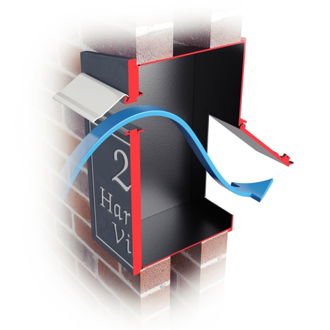 Sectional view of a slate mailbox