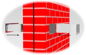LS13 Chute inserted into a brick wall