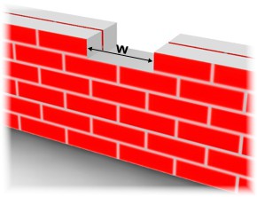 Gap in front brick wall for letter chute