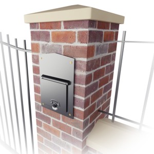  Rear of letterbox in a brick pier