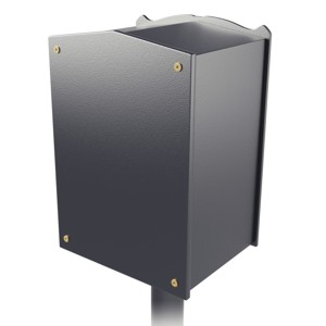 Rear view of a free standing mailbox