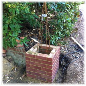  Stamford letterbox being built into a brick pier