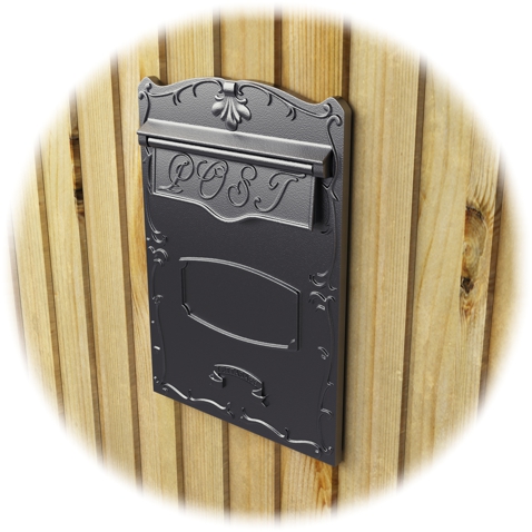 LS01 Letter box fitted into a wooden fence