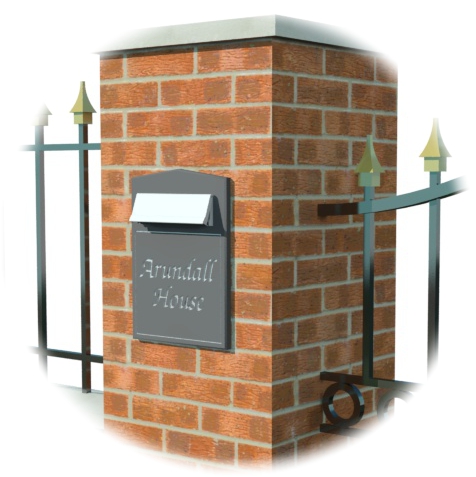 Slate letterbox in a brick wall
