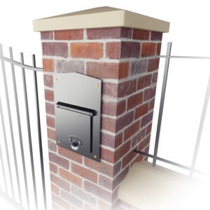  Rear view of a letterbox fitted in a brick pier