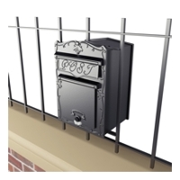  Letterbox fitted to metal railings