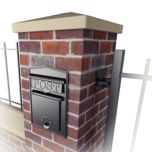 Postbox fitted into a brick pier